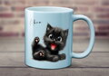 Pastelový keramický hrnek Black Cat