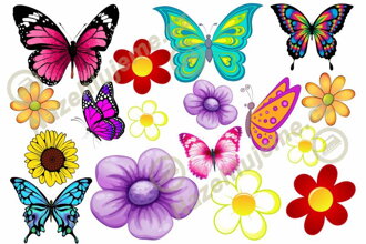 Nažehlovací arch Motýli a kytky