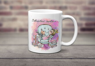 Keramický hrnek Ideální relax s knížkami