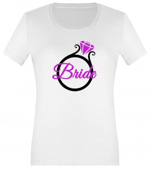 Tričko pro nevěstu s nápisem Bride a prstenem