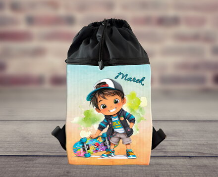 Dětský stahovací batoh Kluk skateboard