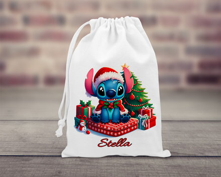 Bavlněný pytlík stahovací Vánoční Stitch