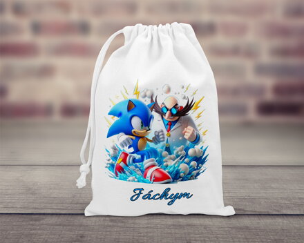 Bavlněný pytlík stahovací Modrý ježek