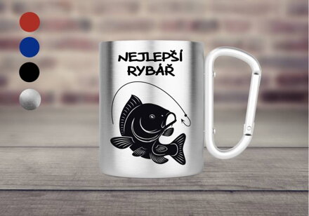 Nerezový hrnek s karabinou Nejlepší rybář