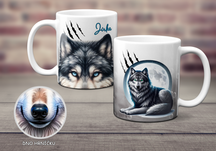 Keramický hrnek s obličejem Vlk