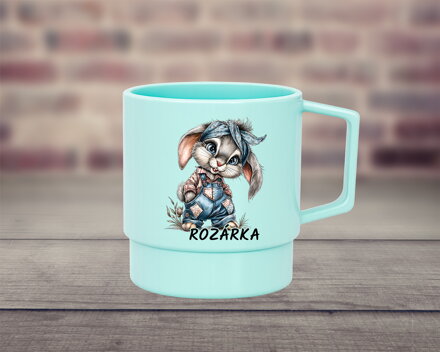Plastový hrnek barevný Kreslený zajíček