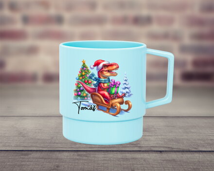Plastový hrnek barevný Vánoční Dino