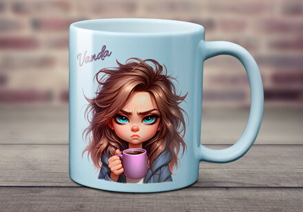 Pastelový keramický hrnek Girl coffee