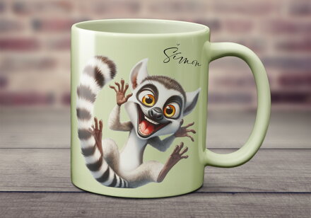 Pastelový keramický hrnek Lemur