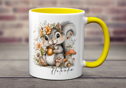 Hrnek Květinová kreslená Veverka