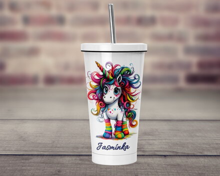 Termopohárek s brčkem Duhový jednorožec