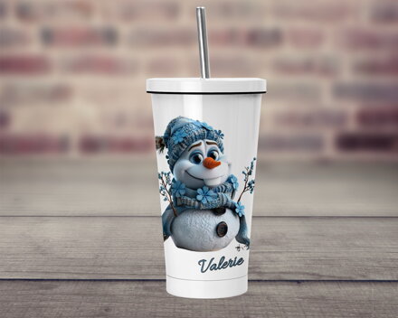 Termopohárek s brčkem Sněhuláček