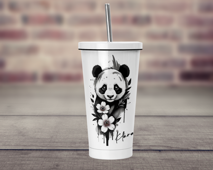 Termopohárek s brčkem Panda
