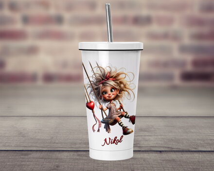Termopohárek s brčkem Quirky girl