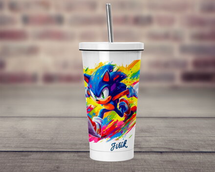 Termopohárek s brčkem Modrý ježek