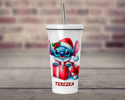 Termopohárek s brčkem Vánoční Modrá příšerka