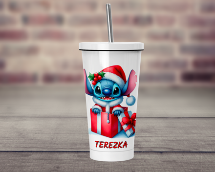 Termopohárek s brčkem Vánoční Stitch