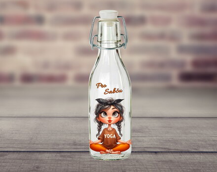 Skleněná lahev Jóga girl