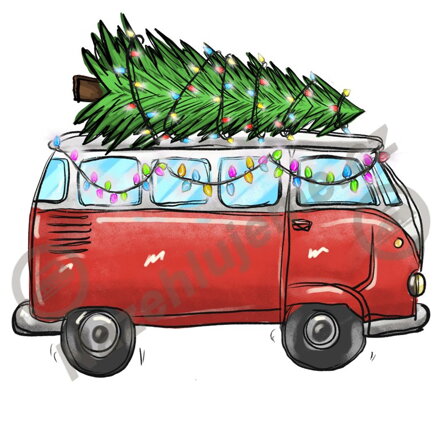 Vánoční nažehlovačka Červené vánoční auto