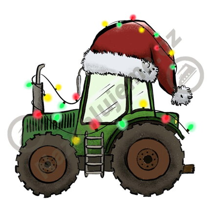 Vánoční nažehlovačka Zelený traktor