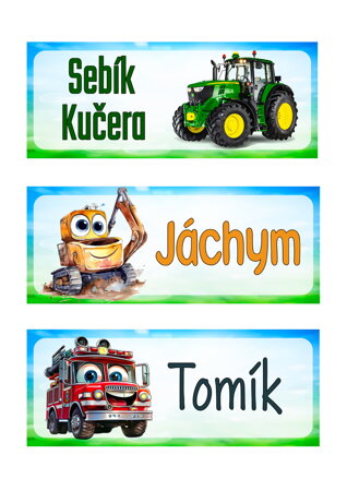 Nažehlovací jmenovka Auta