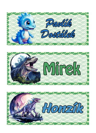 Nažehlovací jmenovka Dinosauři