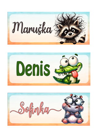 Nažehlovací jmenovka Funny Animals