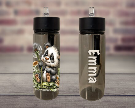 Plastová lahev s pítkem Kreslená Panda