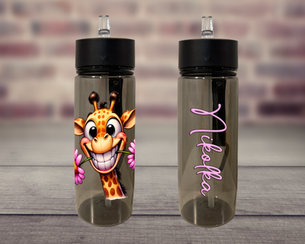 Plastová lahev s pítkem Žirafa face