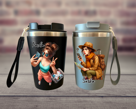 Pohárek na kávu Cestování žena Pohárek na kávu Cestování žena