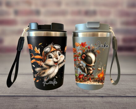 Pohárek na kávu Podzimní kreslená zvířátka