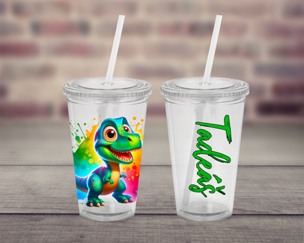 Plastový pohárek s brčkem Zvířátka multicolor