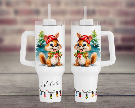 Maxi cestovní hrnek Vánoční lesní zvířata