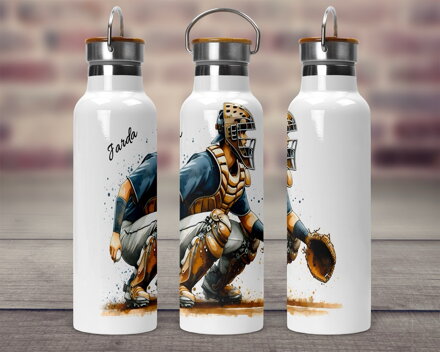 Termoska s bambusovým víčkem Baseball