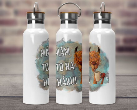 Termoska s bambusovým víčkem Mám to na háku lama