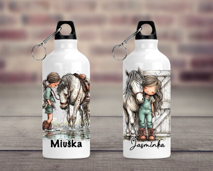 Cestovní hliníková lahev Dívka s koněm