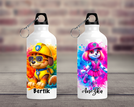 Cestovní hliníková lahev Duhový pejsci