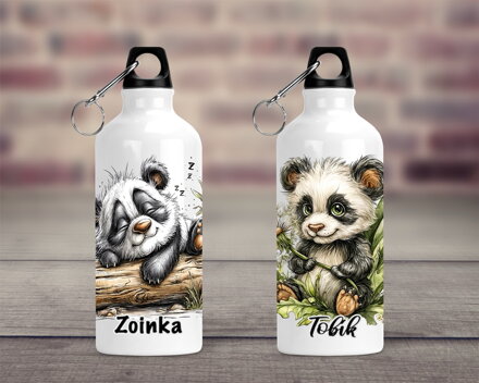 Cestovní hliníková lahev Kreslená Panda