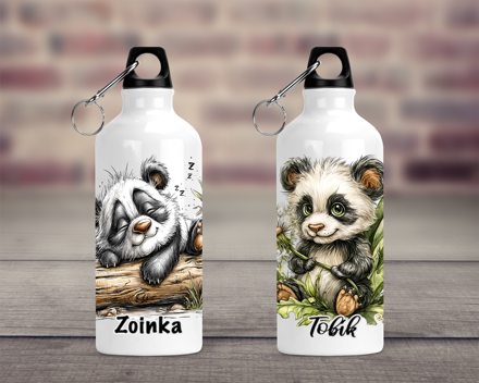 Cestovní hliníková lahev Kreslená Panda