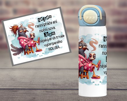 Termoska DUO Vyčerpaný holub - pro ni