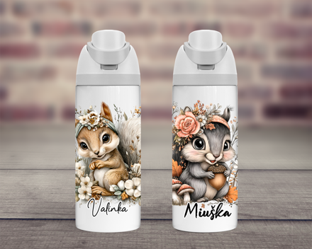 Termoska dvojitá Květinová kreslená Veverka