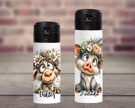 Termoska One Touch Kreslená květinová zvířátka