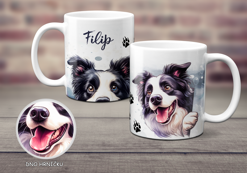 Keramický hrnek s obličejem Border Collie