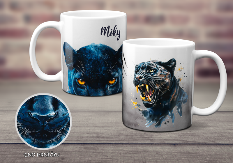 Keramický hrnek s obličejem Černý panter