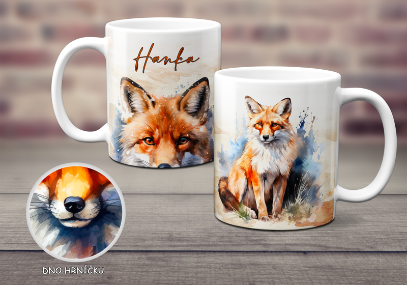 Keramický hrnek s obličejem Liška