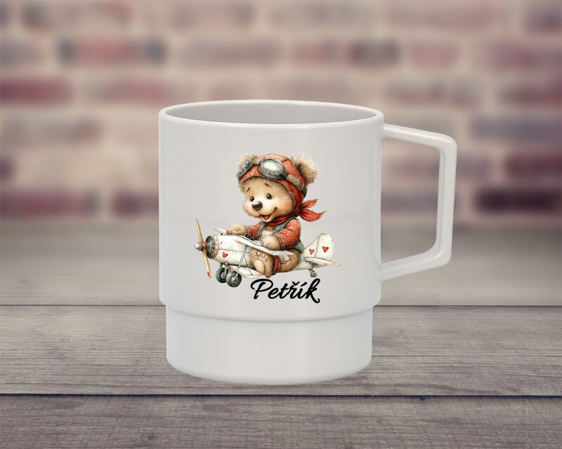 Plastový hrnek barevný Medvídek Pilot
