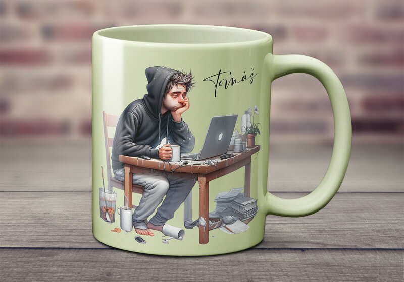 Pastelový keramický hrnek Hard day Boy