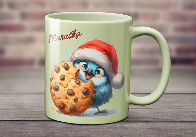 Pastelový keramický hrnek Vánoční Bird Pastelový keramický hrnek Vánoční Bird