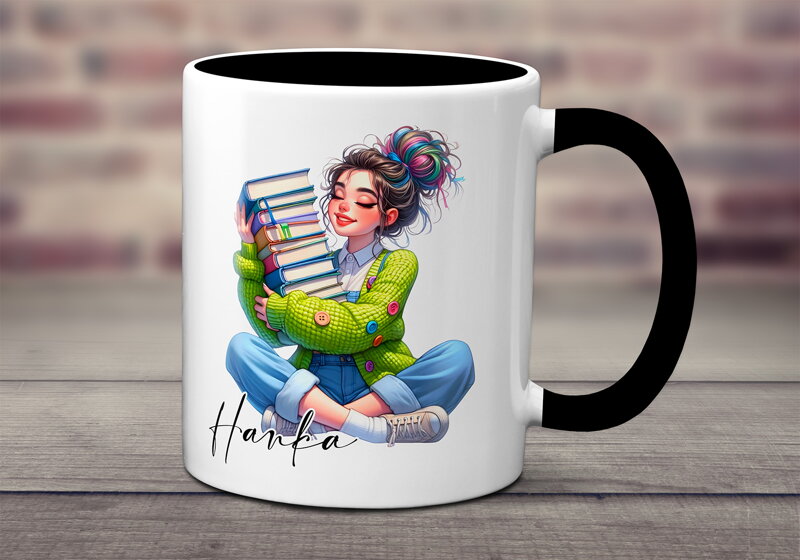 Keramický hrnek Dívka milující knihy