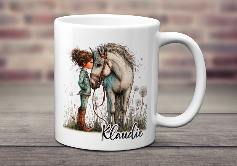 Hrnek Dívka s koněm